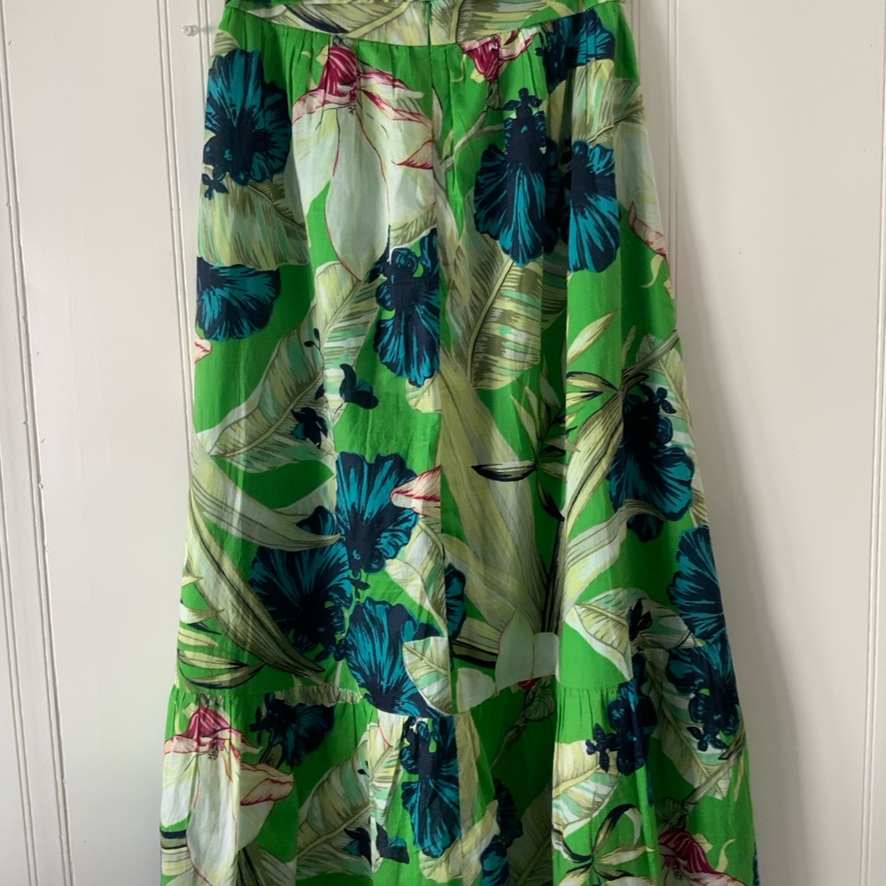 Ann Taylor Green and Blue A-Line Maxi Skirt